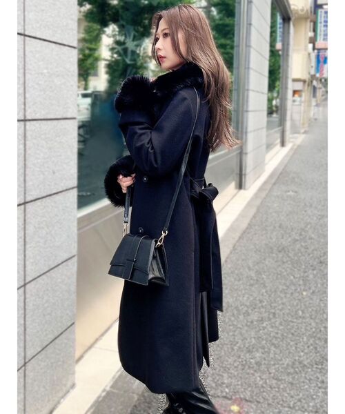 RESEXXY（リゼクシー）の「レディファーコート（チェスターコート・レディース・ブラック/アイボリー・MEDIUM/SMALL）」の17枚目の写真