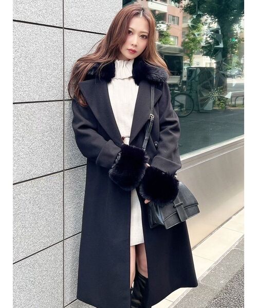 RESEXXY（リゼクシー）の「レディファーコート（チェスターコート・レディース・ブラック/アイボリー・MEDIUM/SMALL）」の18枚目の写真