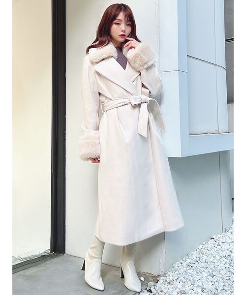 RESEXXY（リゼクシー）の「レディファーコート（チェスターコート・レディース・ブラック/アイボリー・MEDIUM/SMALL）」の20枚目の写真