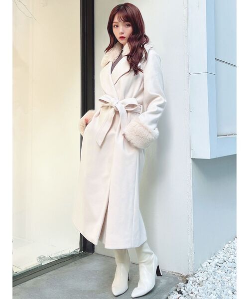 RESEXXY（リゼクシー）の「レディファーコート（チェスターコート・レディース・ブラック/アイボリー・MEDIUM/SMALL）」の21枚目の写真