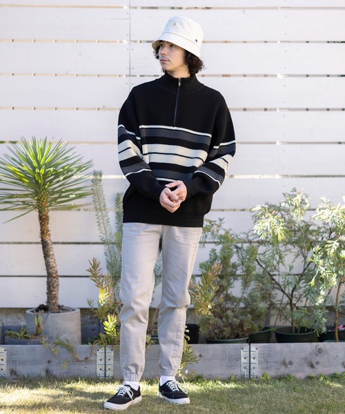 BAYFLOW（ベイフロー）の「ライトニットハーフジッププルオーバー（ニット/セーター・メンズ・ブラック/ベージュ/パープル・MEDIUM/LARGE）」の9枚目の写真
