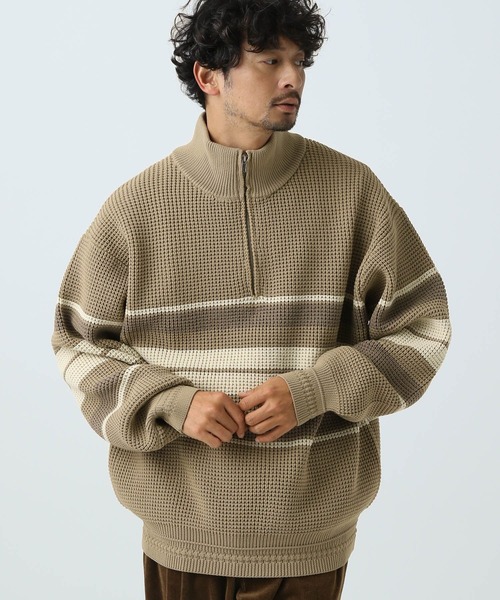 BAYFLOW（ベイフロー）の「ライトニットハーフジッププルオーバー（ニット/セーター・メンズ・ブラック/ベージュ/パープル・MEDIUM/LARGE）」の5枚目の写真