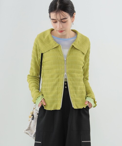 Ray BEAMS（レイビームス）の「Ray BEAMS / シャーリング ジップ シャツ（Tシャツ/カットソー・レディース・グリーン系その他2/オフホワイト/ブルー系その他2・ONE SIZE）」の3枚目の写真