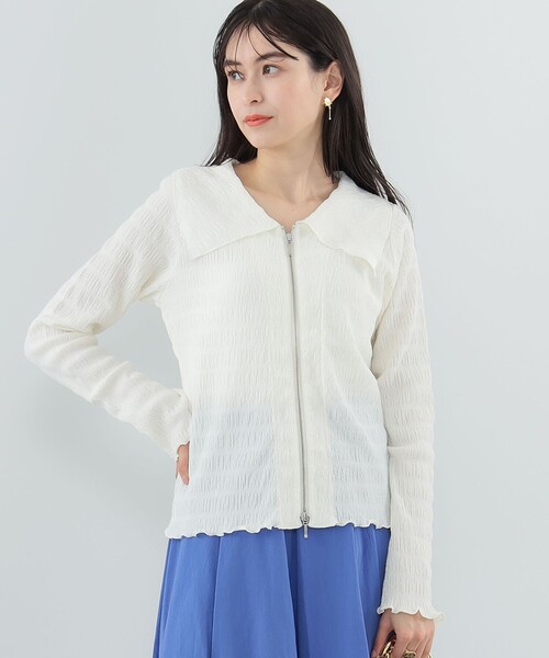 Ray BEAMS（レイビームス）の「Ray BEAMS / シャーリング ジップ シャツ（Tシャツ/カットソー・レディース・グリーン系その他2/オフホワイト/ブルー系その他2・ONE SIZE）」の9枚目の写真