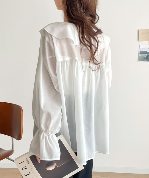 セール】着映えしながらも上品さ漂う。キャンディースリーブフリル