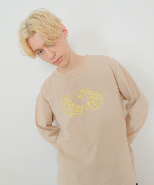 FRUIT OF THE LOOM(フルーツオブザルーム)の「SC L/S LOGOPRINT TEE / 長袖 / ロンT / 前面 / ロゴ / プリント / ユニセックス(Tシャツ/カットソー・レディース・ベージュ/杢グレー・LL/S/M/L)」の1枚目の写真