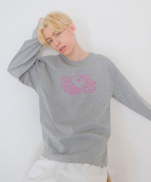 FRUIT OF THE LOOM(フルーツオブザルーム)の「SC L/S LOGOPRINT TEE / 長袖 / ロンT / 前面 / ロゴ / プリント / ユニセックス(Tシャツ/カットソー・レディース・ベージュ/杢グレー・LL/S/M/L)」の4枚目の写真