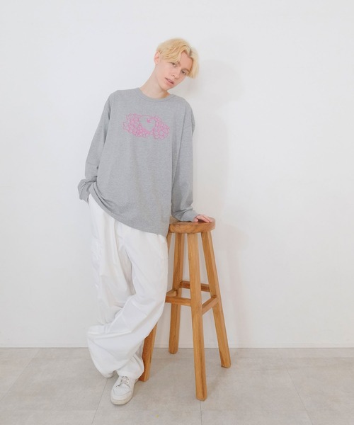 FRUIT OF THE LOOM(フルーツオブザルーム)の「SC L/S LOGOPRINT TEE / 長袖 / ロンT / 前面 / ロゴ / プリント / ユニセックス(Tシャツ/カットソー・レディース・ベージュ/杢グレー・LL/S/M/L)」の5枚目の写真