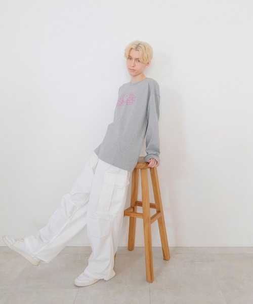FRUIT OF THE LOOM(フルーツオブザルーム)の「SC L/S LOGOPRINT TEE / 長袖 / ロンT / 前面 / ロゴ / プリント / ユニセックス(Tシャツ/カットソー・レディース・ベージュ/杢グレー・LL/S/M/L)」の6枚目の写真
