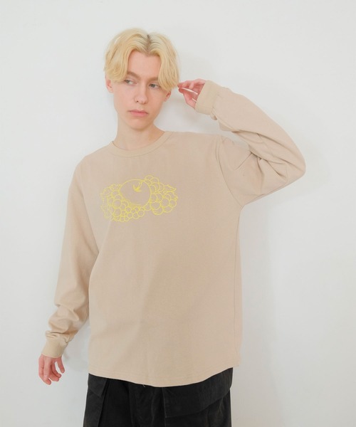 FRUIT OF THE LOOM(フルーツオブザルーム)の「SC L/S LOGOPRINT TEE / 長袖 / ロンT / 前面 / ロゴ / プリント / ユニセックス(Tシャツ/カットソー・レディース・ベージュ/杢グレー・LL/S/M/L)」の8枚目の写真