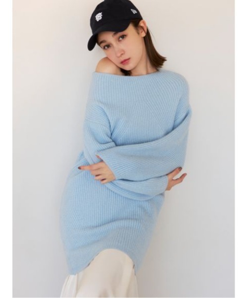 スナイデル　NEW YEAR'S SPECIAL ITEM ミニワンピース セール】【New Year Special Item】ベルト付き肩開きニット