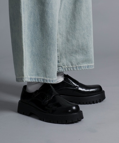 【セール】【shoes365】二層カバー バックル二個付け 厚底ドレスシューズ（ドレスシューズ）｜shoes365（シューズスリーシックスファイヴ）