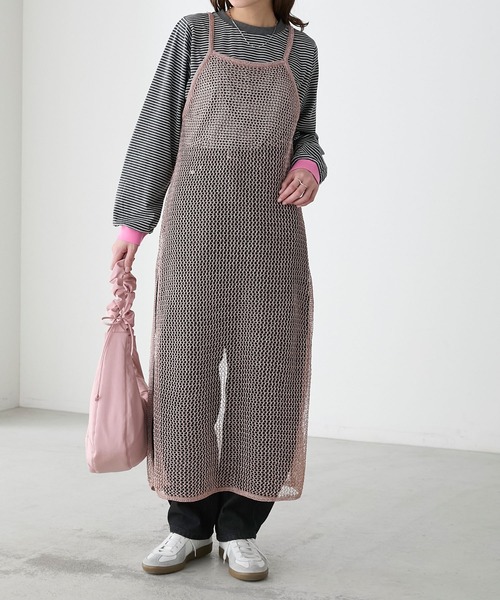 BONLECILL(ボンルシール)の「ラメメッシュキャミソールワンピース(ワンピース・レディース・ピンク/ブラック/ゴールド/シルバー・FREE)」の5枚目の写真