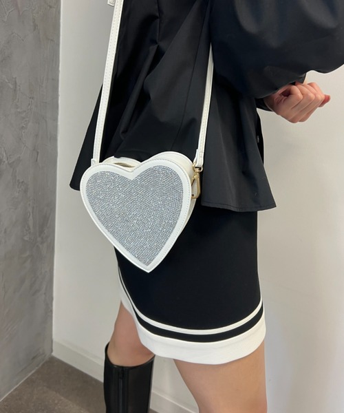 EIMY ISTOIRE（エイミーイストワール）の「heart glitter mini  bag（ショルダーバッグ・レディース・ホワイト/シルバー/ブラック・FREE）」の12枚目の写真