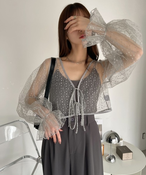 Ada.（エイダ）の「チュール レース ボレロ カーディガン（カーディガン/ボレロ・レディース・オフホワイト/ブラック/ライトベージュ/ライトグレー・FREE）」の16枚目の写真