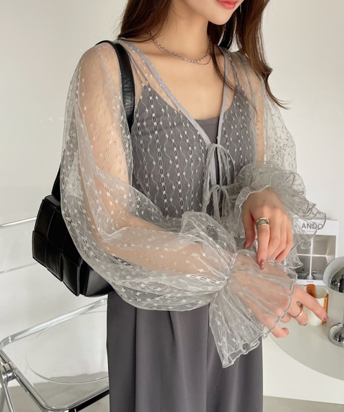 Ada.（エイダ）の「チュール レース ボレロ カーディガン（カーディガン/ボレロ・レディース・オフホワイト/ブラック/ライトベージュ/ライトグレー・FREE）」の22枚目の写真