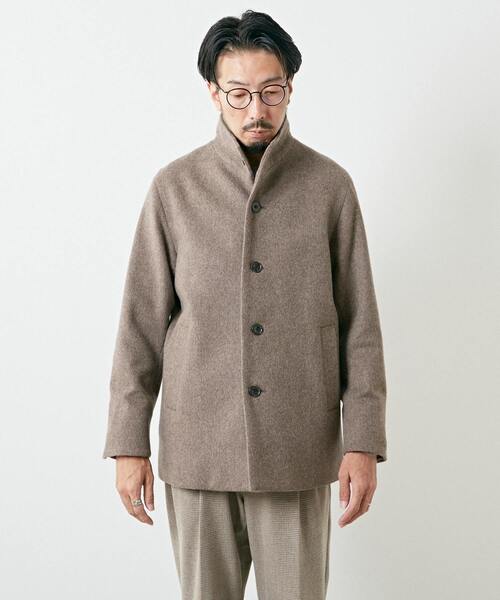 MEN'S MELROSE（メンズメルローズ）の「ラムブレンドビーバー＆ウーレットスタンドカラーハーフコート（その他アウター・メンズ・ライトブラウン/ライトグレー/ネイビー・2/3/4）」の10枚目の写真