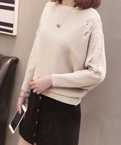 Miniministore(ミニミニストア)の「ドルマンニットトップス ボートネック上品(ニット/セーター・レディース・ブラック/ベージュ/グレー/レッド/カーキ・FREE)」の1枚目の写真