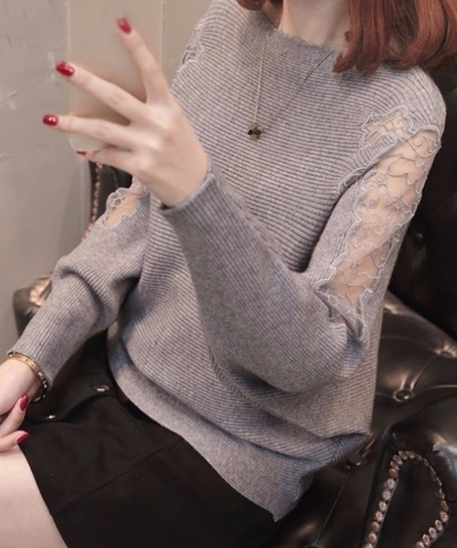 Miniministore(ミニミニストア)の「ドルマンニットトップス ボートネック上品(ニット/セーター・レディース・ブラック/ベージュ/グレー/レッド/カーキ・FREE)」の3枚目の写真