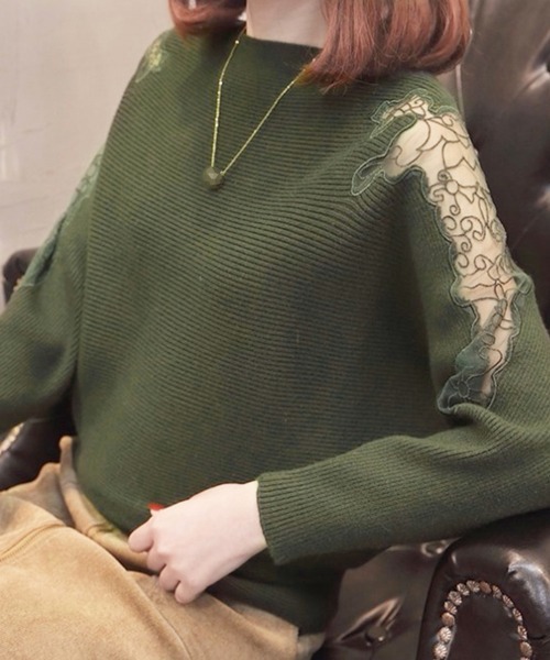 Miniministore(ミニミニストア)の「ドルマンニットトップス ボートネック上品(ニット/セーター・レディース・ブラック/ベージュ/グレー/レッド/カーキ・FREE)」の4枚目の写真