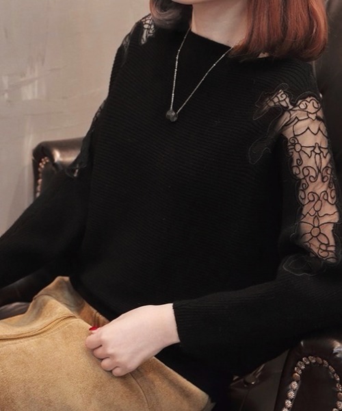 Miniministore(ミニミニストア)の「ドルマンニットトップス ボートネック上品(ニット/セーター・レディース・ブラック/ベージュ/グレー/レッド/カーキ・FREE)」の2枚目の写真