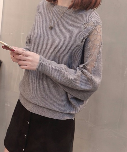Miniministore(ミニミニストア)の「ドルマンニットトップス ボートネック上品(ニット/セーター・レディース・ブラック/ベージュ/グレー/レッド/カーキ・FREE)」の6枚目の写真