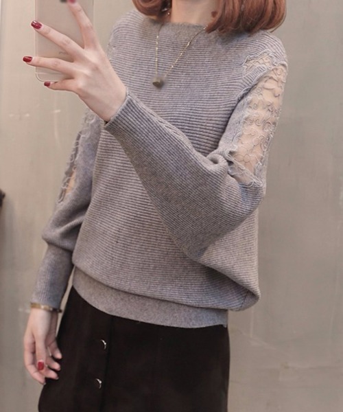 Miniministore(ミニミニストア)の「ドルマンニットトップス ボートネック上品(ニット/セーター・レディース・ブラック/ベージュ/グレー/レッド/カーキ・FREE)」の7枚目の写真