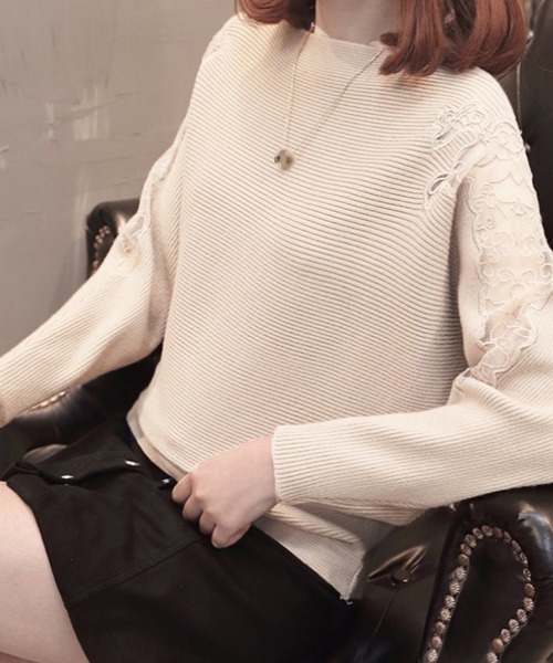 Miniministore(ミニミニストア)の「ドルマンニットトップス ボートネック上品(ニット/セーター・レディース・ブラック/ベージュ/グレー/レッド/カーキ・FREE)」の10枚目の写真