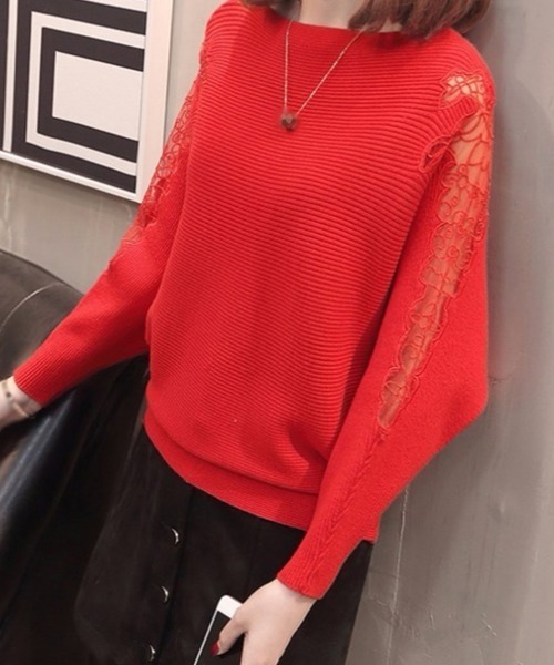 Miniministore(ミニミニストア)の「ドルマンニットトップス ボートネック上品(ニット/セーター・レディース・ブラック/ベージュ/グレー/レッド/カーキ・FREE)」の12枚目の写真