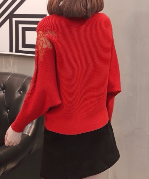 Miniministore(ミニミニストア)の「ドルマンニットトップス ボートネック上品(ニット/セーター・レディース・ブラック/ベージュ/グレー/レッド/カーキ・FREE)」の13枚目の写真