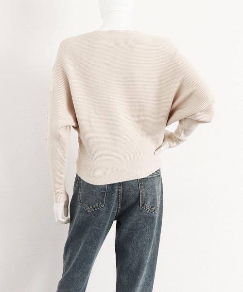 Miniministore(ミニミニストア)の「ドルマンニットトップス ボートネック上品(ニット/セーター・レディース・ブラック/ベージュ/グレー/レッド/カーキ・FREE)」の17枚目の写真