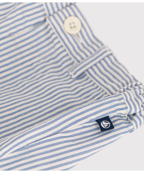 PETIT BATEAU（プチバトー）の「シアサッカーショートパンツ（その他パンツ・キッズ・ホワイト×ブルー・36MONTH/18MONTH/24MONTH/12MONTH）」の6枚目の写真