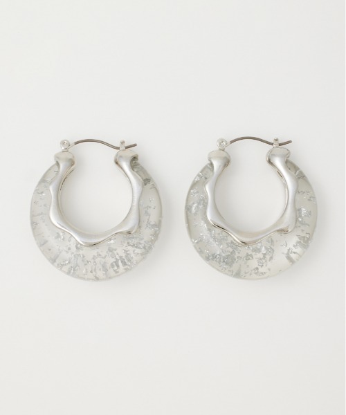 SLY（スライ）の「CLEAR GLITTER  HOOP P/EARRING クリア グリッター フープ ピアス（ピアス（両耳用）・レディース・ゴールド/シルバー・FREE）」の2枚目の写真