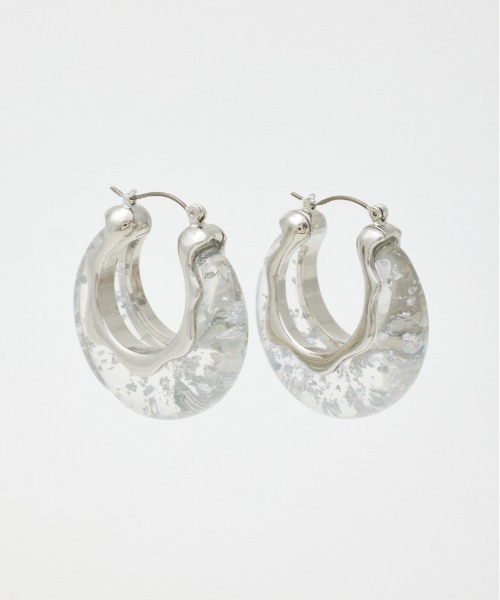 SLY（スライ）の「CLEAR GLITTER  HOOP P/EARRING クリア グリッター フープ ピアス（ピアス（両耳用）・レディース・ゴールド/シルバー・FREE）」の3枚目の写真