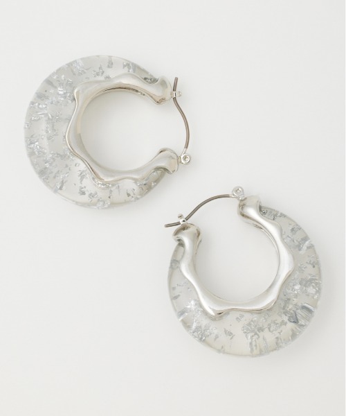 SLY（スライ）の「CLEAR GLITTER  HOOP P/EARRING クリア グリッター フープ ピアス（ピアス（両耳用）・レディース・ゴールド/シルバー・FREE）」の4枚目の写真