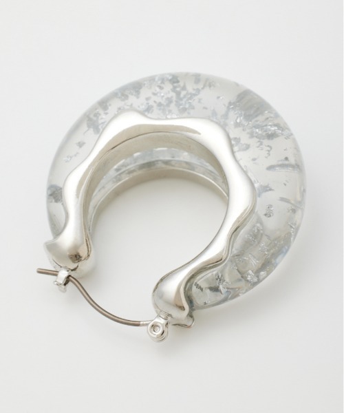 SLY（スライ）の「CLEAR GLITTER  HOOP P/EARRING クリア グリッター フープ ピアス（ピアス（両耳用）・レディース・ゴールド/シルバー・FREE）」の5枚目の写真