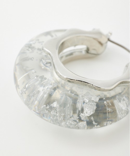 SLY（スライ）の「CLEAR GLITTER  HOOP P/EARRING クリア グリッター フープ ピアス（ピアス（両耳用）・レディース・ゴールド/シルバー・FREE）」の6枚目の写真