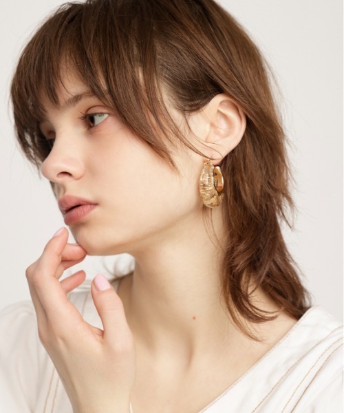 SLY（スライ）の「CLEAR GLITTER  HOOP P/EARRING クリア グリッター フープ ピアス（ピアス（両耳用）・レディース・ゴールド/シルバー・FREE）」の16枚目の写真