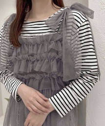 apres jour clair | 【apres jour clair】ハート刺繍ボーダーTシャツ【ZOZOTOWN限定アイテム】(Tシャツ/カットソー)