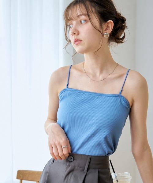 ガーゼライクプルオーバー上下セット、カップインキャミソール Design neck カップインキャミソール（キャミソール）｜Ezick