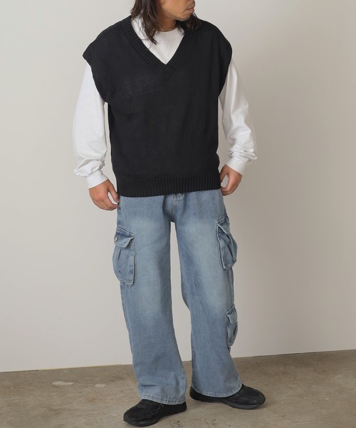 ROOPTOKYO（ループトウキョウ）の「Vネック ニットベスト（ベスト・メンズ・ブラック/アイボリー/ブラウン・L/M）」の11枚目の写真