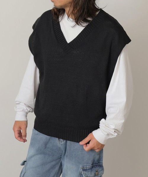ROOPTOKYO（ループトウキョウ）の「Vネック ニットベスト（ベスト・メンズ・ブラック/アイボリー/ブラウン・L/M）」の10枚目の写真