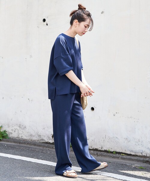 セール】限定展開 ミニ ワッフル クルーT × イージーパンツ 