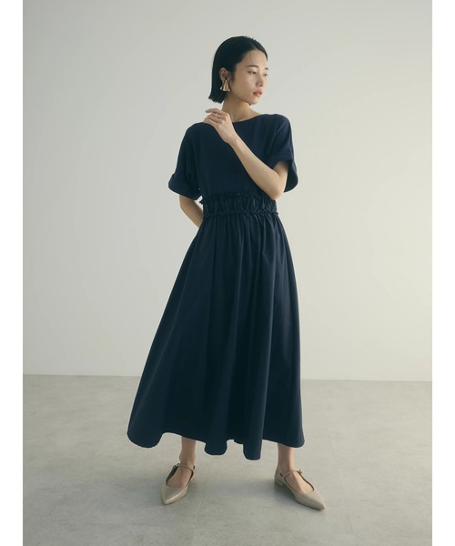armonia(アルモニーア)の「a.異素材切替ドルマンワンピース(ワンピース・レディース・ネイビー/チャコールグレー・FREE)」の4枚目の写真