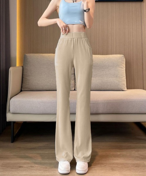 Miniministore(ミニミニストア)の「セミフレアパンツレディース ロングパンツ(スラックス・レディース・ブラック/オフホワイト/ダークブラウン/ベージュ・L/M)」の14枚目の写真