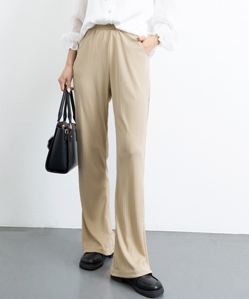 Miniministore(ミニミニストア)の「セミフレアパンツレディース ロングパンツ(スラックス・レディース・ブラック/オフホワイト/ダークブラウン/ベージュ・L/M)」の19枚目の写真