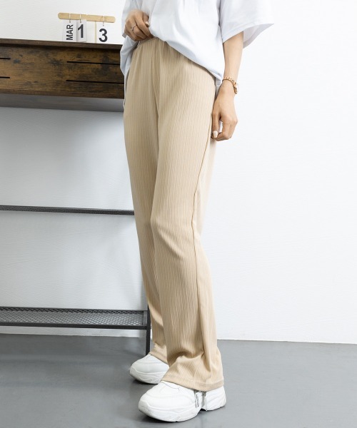 Miniministore(ミニミニストア)の「セミフレアパンツレディース ロングパンツ(スラックス・レディース・ブラック/オフホワイト/ダークブラウン/ベージュ・L/M)」の21枚目の写真