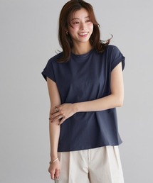 綿100%クルーネックフレンチスリーブベーシックTシャツ