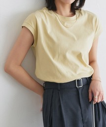 綿100%クルーネックフレンチスリーブベーシックTシャツ