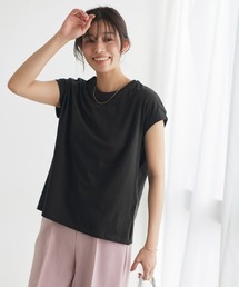 綿100%クルーネックフレンチスリーブベーシックTシャツ